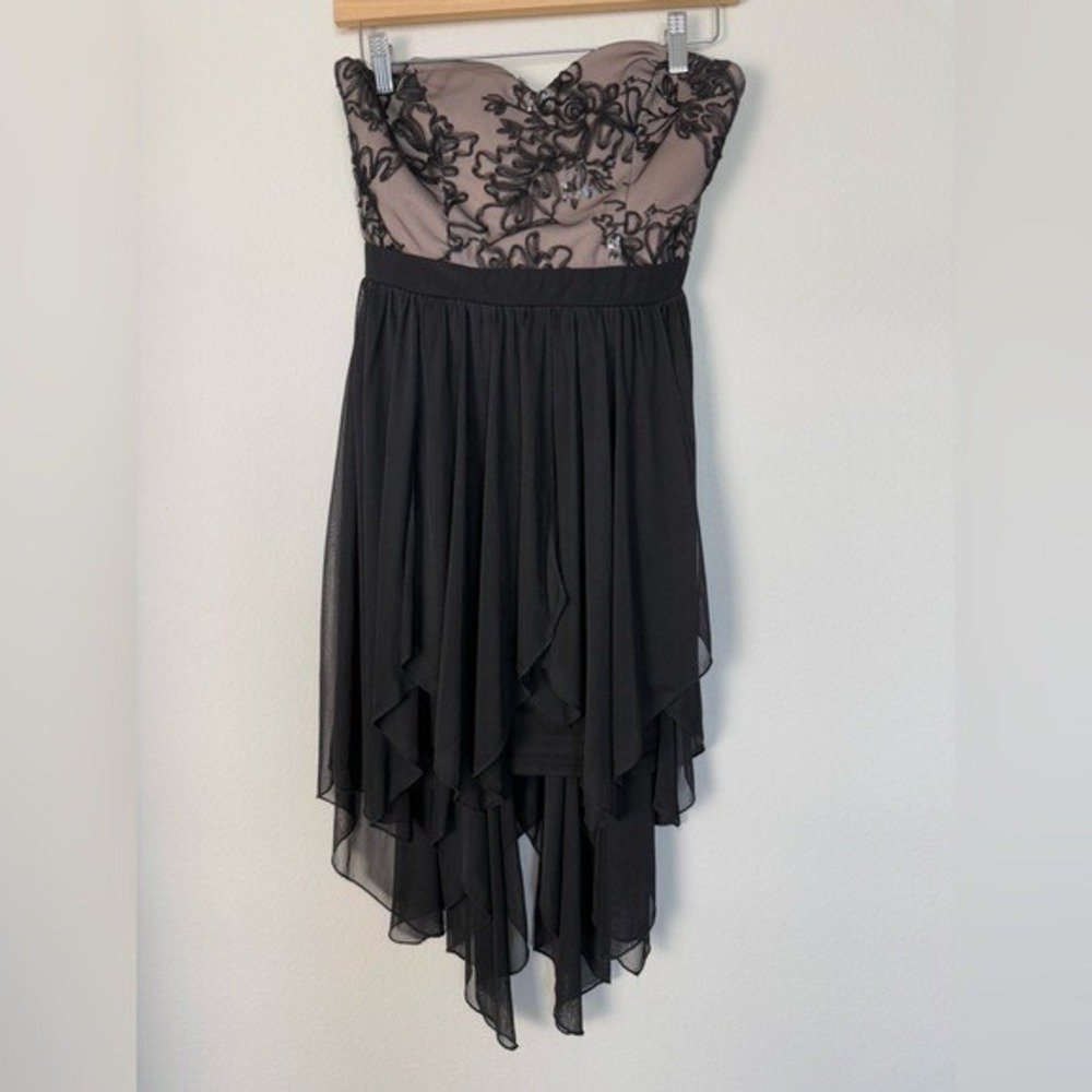 Vintage Y2K Strapless Mini Dress Womens Small Whimsigoth Dark Fairy Grunge